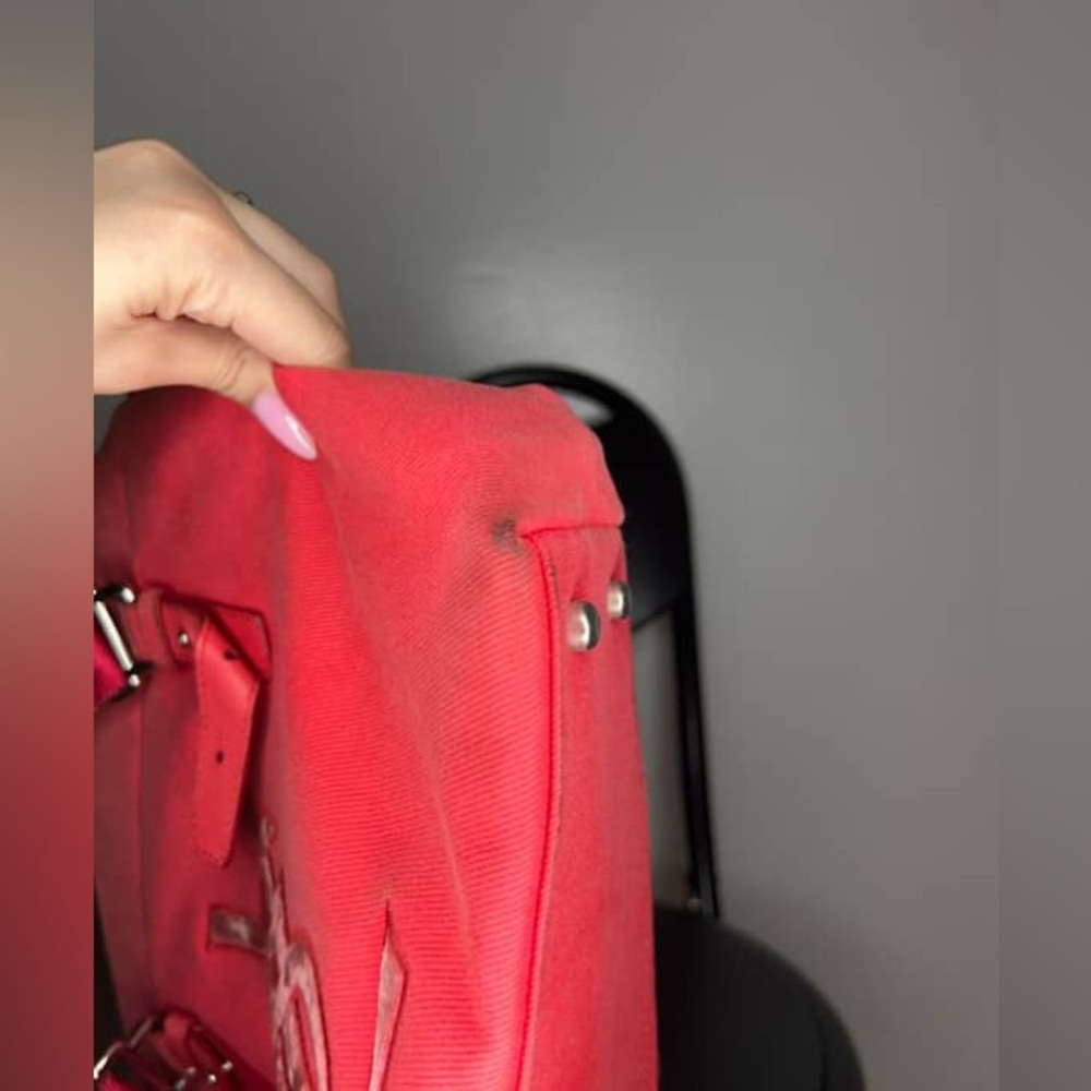 YSL Red Canvas Tote Bag with Leather Logo – Preloved with Tags - Picture 3 of 6